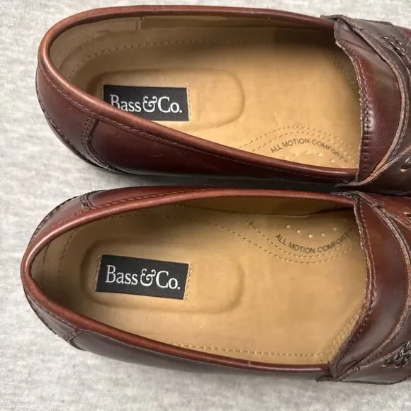 Bass & Co. Men Leather Loafers Shoes Tassels Brown Size 11.5M Style 1475-241 - Picture 7 of 10